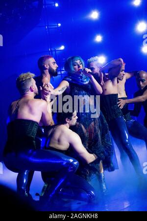 Lady Gaga performs at 'Enigma,' her Las Vegas residency at the Park MGM Theater, Park MGM, Las Vegas, NV, USA, October 23, 2019 Stock Photo