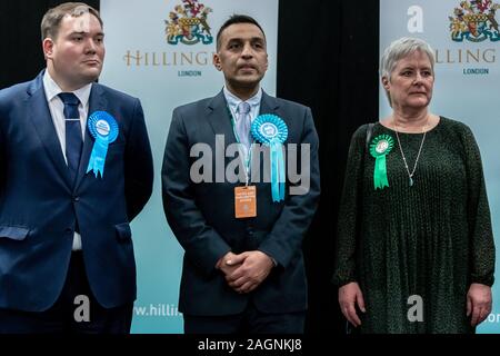 General Election Night 2019: The Conservative Party would go on to win a landslide securing their biggest majority since 1987. London, UK Stock Photo
