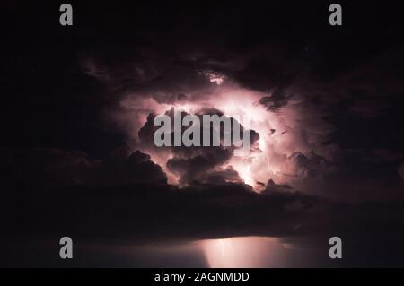 stormy sky lit by lightning Stock Photo