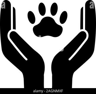 Donation for pets glyph icon. Silhouette symbol. Animals welfare. Heart ...
