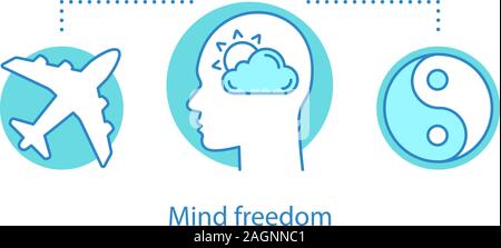 Mind freedom concept icon. Inner peace. Happiness idea thin line illustration. Calm. Vector isolated outline drawing Stock Vector