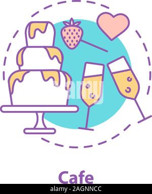 Cafe date concept icon. Couple in love pastime. Romantic relationships idea thin line illustration. Vector isolated outline drawing Stock Vector