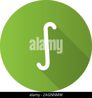 Indefinite integral symbol flat design long shadow glyph icon. Vector silhouette illustration Stock Vector