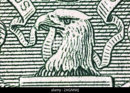 Closeup of the American Eagle on a one dollar bill Stock Photo