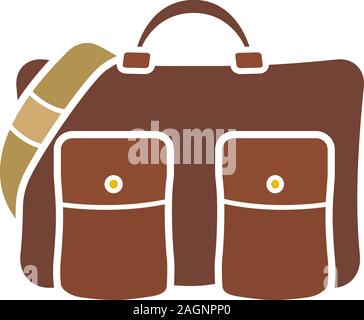 Men's bag glyph color icon. Laptop bag. Handbag. Silhouette symbol on white background with no outline. Negative space. Vector illustration Stock Vector