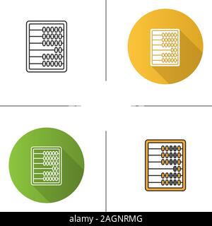 Abacus icon. Mathematics. Flat design, linear and color styles. Isolated vector illustrations Stock Vector
