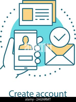 Account creating concept icon. New user registration idea thin line ...
