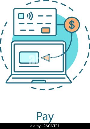 Cashless payment concept icon. Online banking idea thin line illustration. Fast transactions. Vector isolated outline drawing Stock Vector