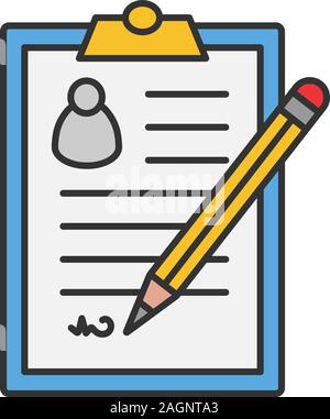 Signed document color icon. Contract, agreement. Signature. Isolated vector illustration Stock Vector