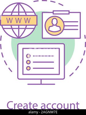 Account creating concept icon. Social media. Freelance. New user ...