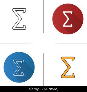 Summation icon. Sum or total math symbol.Flat design, linear and color styles. Isolated vector illustrations Stock Vector