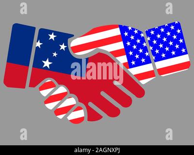 Samoa and USA flags Handshake vector Stock Vector