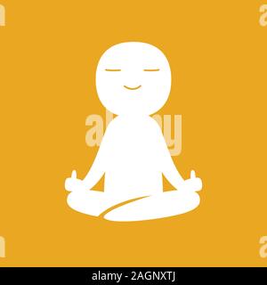 A man meditate with showing middle finger Stock Vector