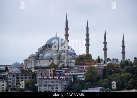 Istanbul, Turkey - October-5.2019: Photographed from a distance in a closed air suleymaniye mosque. Stock Photo