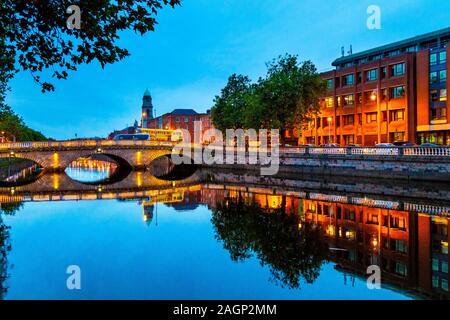 River Liffey and Mellows Bridge, Dublin, Ireland Stock Photo