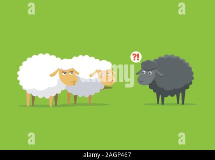 white sheep blame the black sheep Stock Vector