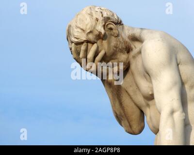 Statue of Cain after the killing of his brother Abel, by Henri Vidal, Jardin des Tuileries, Paris, France Stock Photo