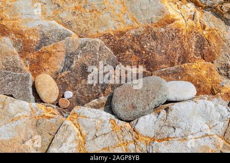 Rocks and stones in different sizes, shapes, colors and textures photographed in Sengamnon beach, Japan Stock Photo