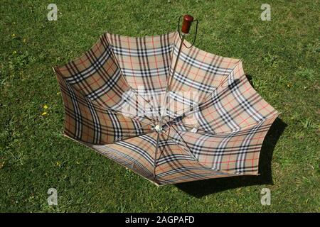 Vintage Burberry's Nova Check Automatic Folding Umbrella Stock Photo