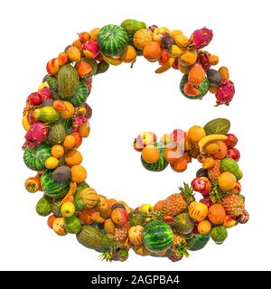 Letter G, fruit font. 3D rendering isolated on  white background Stock Photo