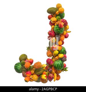 Letter J, fruit font. 3D rendering isolated on  white background Stock Photo