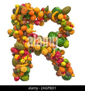 Letter R, fruit font. 3D rendering isolated on  white background Stock Photo