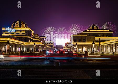 Qatar National Day Fireworks in Katara Cultural Village Stock Photo