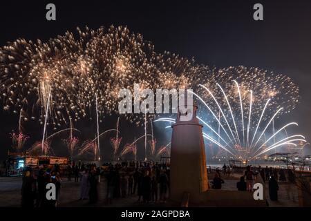 Qatar National Day Fireworks in Katara Cultural Village Stock Photo