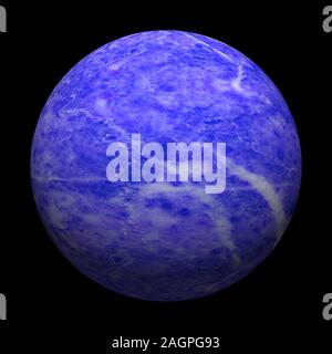 3D rendered marble ball in blue tones isolated on black background Stock Photo