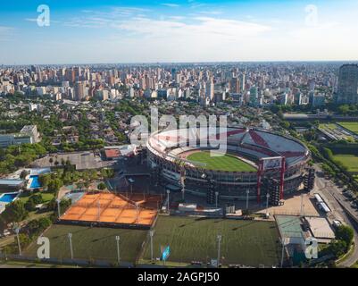 Aerial view of Estadio Monumental Antonio Vespucio Liberti Stadium in Belgrano District of Buenos Aires Stock Photo