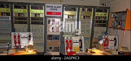 Regional Commissioners Secretariat room, Bikini State red,Hack Green, coldwar, nuclear bunker, Cheshire, England, UK Stock Photo