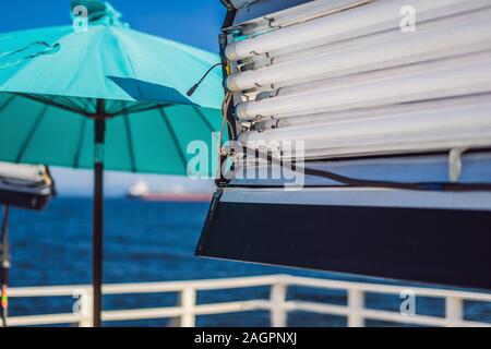 Cinema lights on a commercial video production shoot Stock Photo