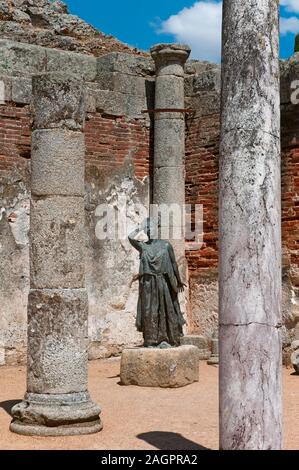 Roman theater - Statue of the actress Margarita Xirgu, Merida, Badajoz province, Region of Extremadura, Spain, Europe. Stock Photo