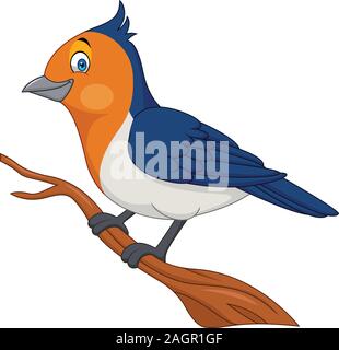 Cartoon bird on a tree branch Stock Vector