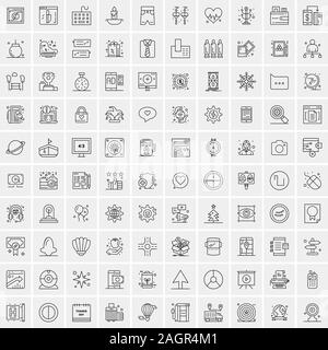 Pack of 100 Universal Line Icons for Mobile and Web Stock Vector