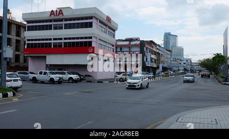 Miri, Malaysia - November 16, 2019: Street view of Miri city with cars on the road, along the South Yu Seng Road. Stock Photo