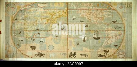 Kunyu Wanguo Quantu (Map of the Myriad Countries of the World). Museum: NANJING MUSEUM. Author: MATTEO RICCI. Stock Photo