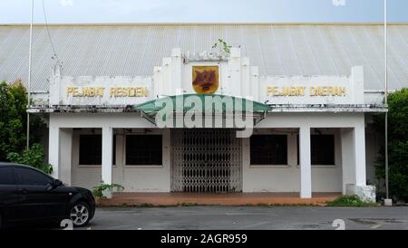 Miri, Malaysia - November 16, 2019: Miri Resident’s and District office building. Translation of words on building: Resident's Office (left), District Stock Photo