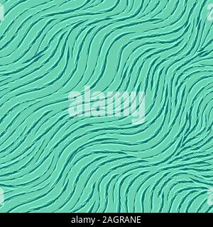 Seamless diagonal vector pattern of smooth lines with torn edges. Bright texture trend Aqua Menthe color Stock Vector