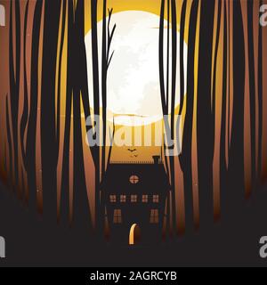 haunted house inside the forest Stock Vector