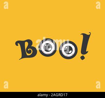 boo letters with two scary eyes Stock Vector