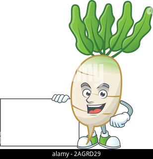 Daikon cute cartoon character style bring board Stock Vector