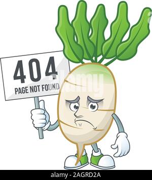 sad face cartoon character daikon raised up a board Stock Vector