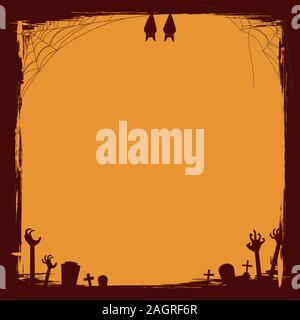 Halloween grunge frame in a square shape Stock Vector