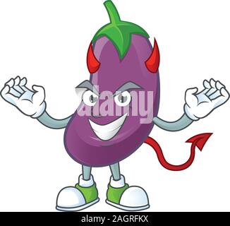 Picture of eggplant as a Devil cartoon mascot Stock Vector