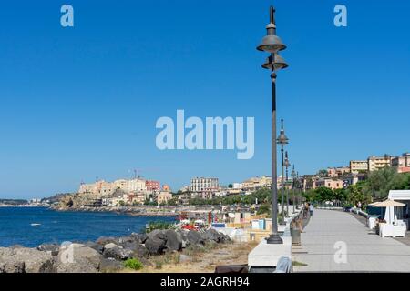 Landscape of Rione Terra from Park seafront of Pozzuoli Stock Photo
