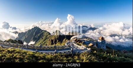 Pagoda at the top of mount Fanispan, Sapa region,  Lao Cai, Vietnam Stock Photo