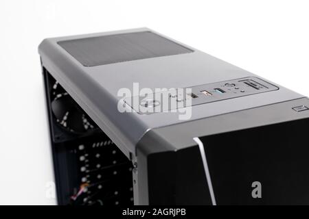 Picture of a brand new pc case on white background Stock Photo