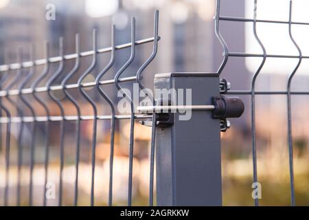 Fence made of steel welded mesh wire panels Stock Photo