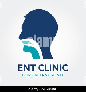 ENT logo. Head for ear, nose, throat doctor specialists. logo concept. Line vector icon. Editable stroke. illustration Flat linear, clinic, specialist Stock Vector